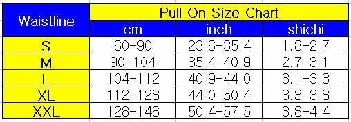 size chart of the Elderly Incontinence Reusable Waterproof Elastic Adult Diapers