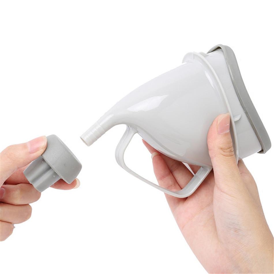 demonstration on how to use the urinal funnel.