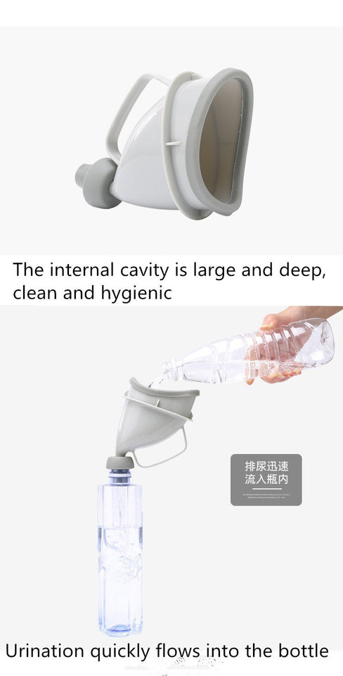 demonstration on how to use the urinal funnel and how it works.