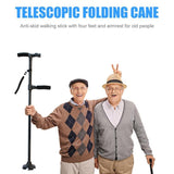 Free Standing Quad Walking Cane (with Light)