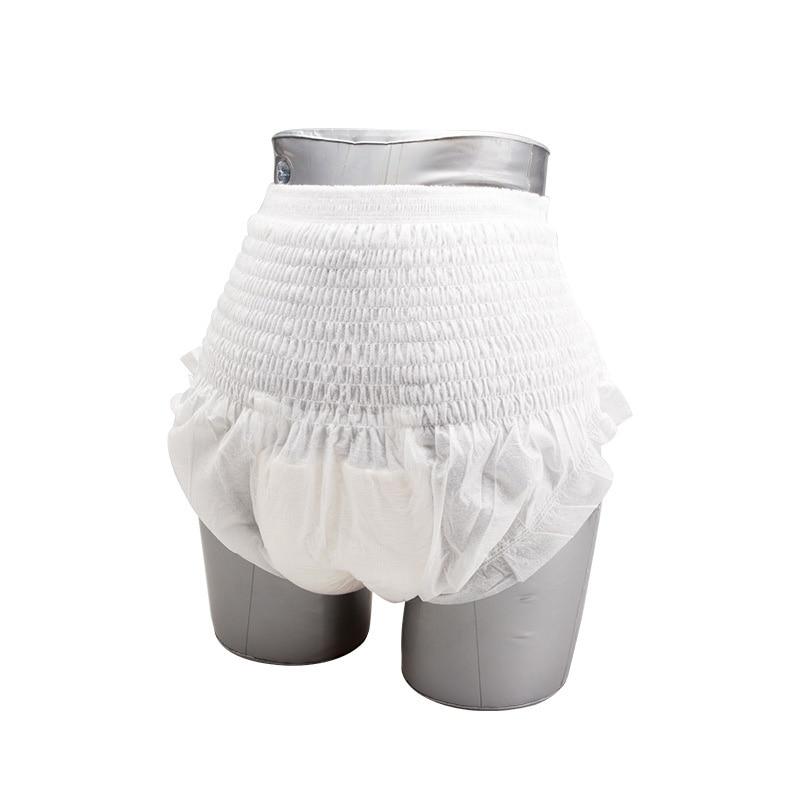 what the elastic disposable adult diaper looks like when worn.