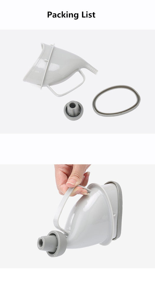 illustrates what comes in the package when you purchase the urinal funnel.