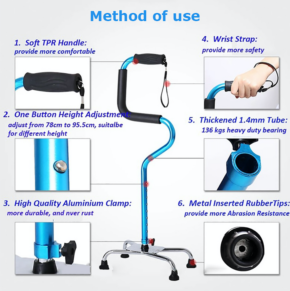 Free Standing Quad Walking Cane