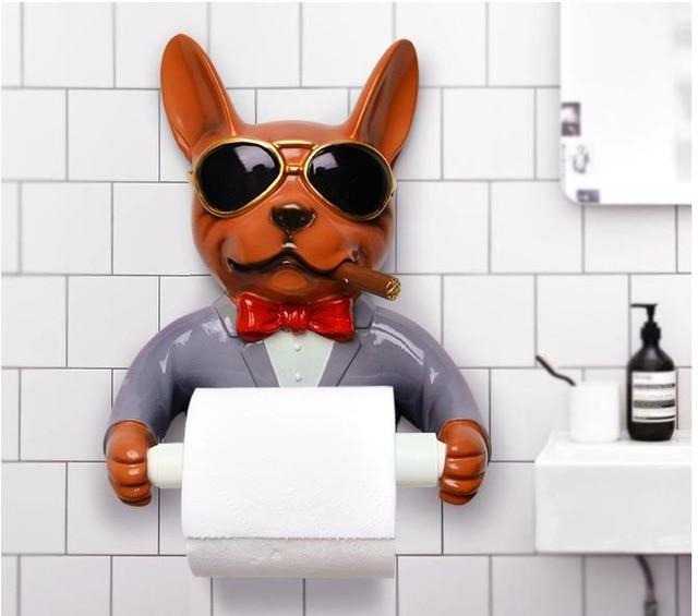 Ceramic Dog Toilet Paper Holder