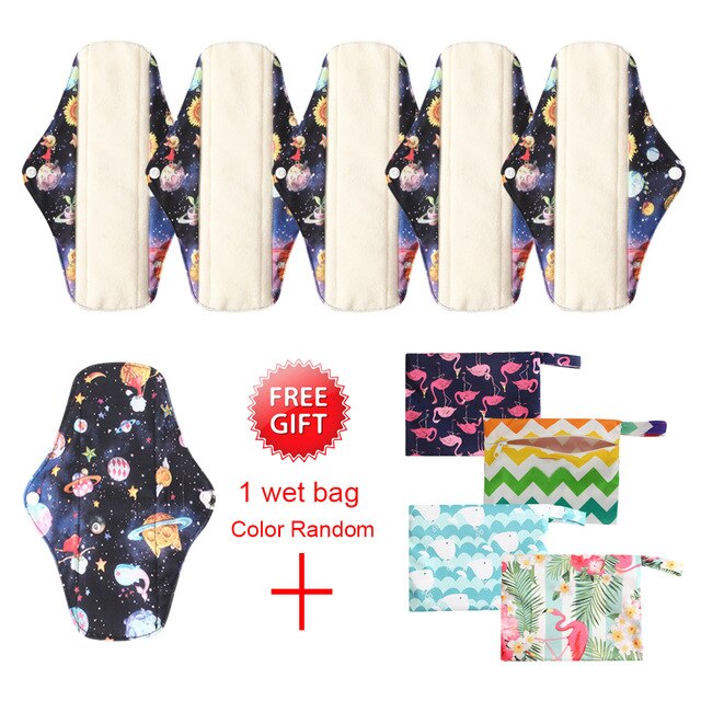 5 Pack Elderly Incontinence Reusable Bamboo Charcoal Sanitary Pads