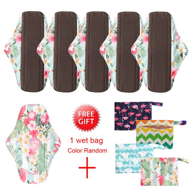 5 Pack Elderly Incontinence Reusable Bamboo Charcoal Sanitary Pads