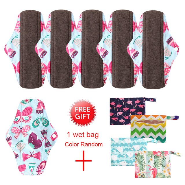 5 Pack Elderly Incontinence Reusable Bamboo Charcoal Sanitary Pads