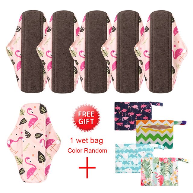 5 Pack Elderly Incontinence Reusable Bamboo Charcoal Sanitary Pads