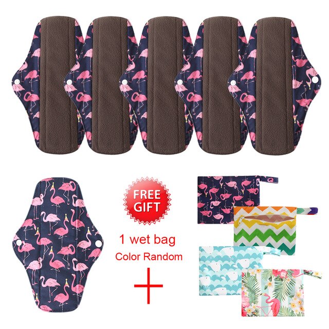 5 Pack Elderly Incontinence Reusable Bamboo Charcoal Sanitary Pads