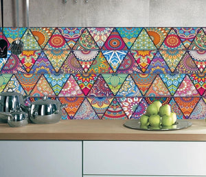 Vinyl Triangle Patterned Retro Tiles