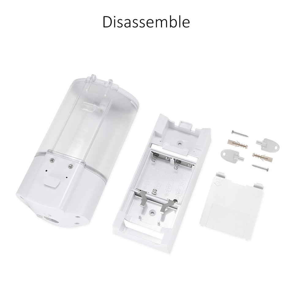 illustrates the Smart Wall Soap Dispenser disassembled.