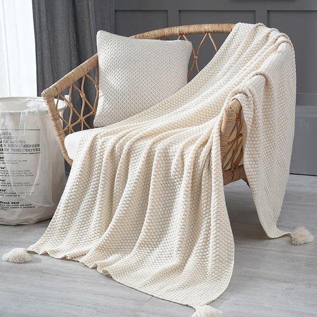 Weighted Hand-knit Sofa Blanket