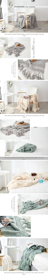 Weighted Hand-knit Sofa Blanket