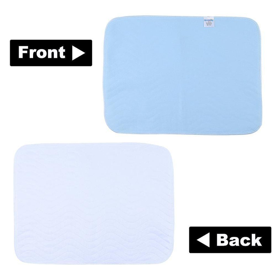 front and back look of the a closer look on the fabric of 2 Pack Elderly Incontinence Reusable Bed Pad.