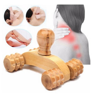 Four Wheels Wooden Massage Roller