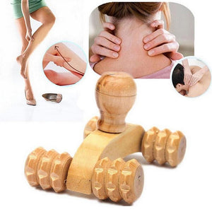 Four Wheels Wooden Massage Roller