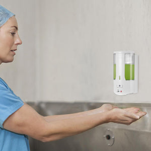 shows a nurse using the Smart Wall Soap Dispenser.