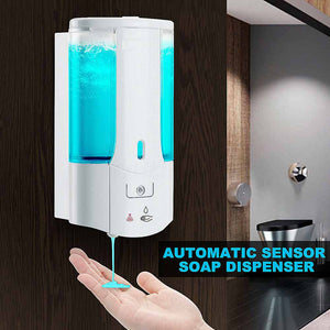 demonstrates the no touch and automatic sensor features of the Smart Wall Soap Dispenser.