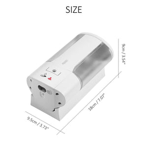 shows the detailed dimensions of the Smart Wall Soap Dispenser.