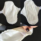 more detailed look on the fabric used on the reusable cotton sanitary pads.