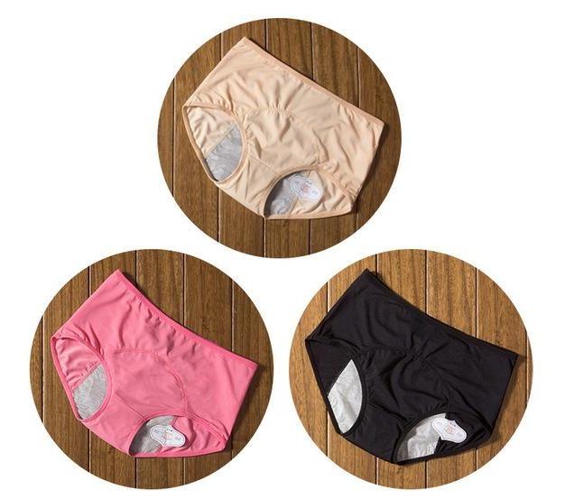 package with beige, pink, and black designs of Elderly Incontinence Women's Leakproof Diapers Pants Underwear.