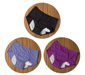 package with black, blue, and purple designs of Elderly Incontinence Women's Leakproof Diapers Pants Underwear.