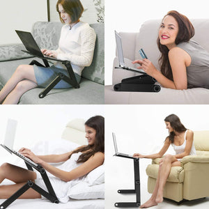 Magic Laptop Desk with Cooling Fan Ergonomic Portable Bed Lapdesk Tray PC Table Stand Notebook  Sofa Desk Stand With Mouse Pad