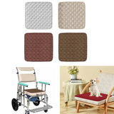 shows Elderly Incontinence Reusable Chair Pad in use on a wheel chair and on a regular chair.